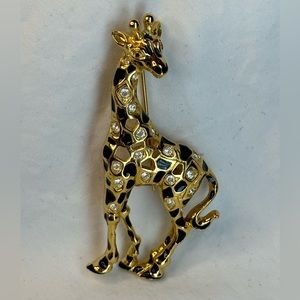 Swarovski Signed Giraffe Pin Brooch VTG RETIRED Swan Logo 2-1/2 x 1-1/2"